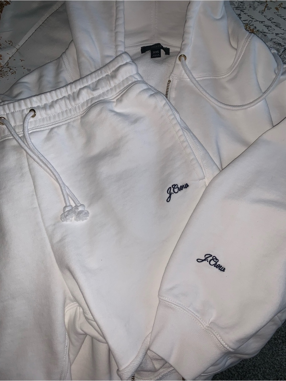 J. Crew Embroidered Short Set with Navy Logo